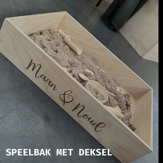 Speelbak + deksel + zand & speelset groot